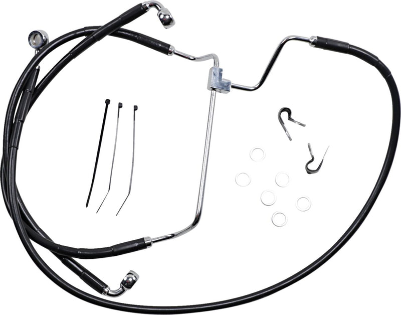 Drag Specialties Extended Length Black Vinyl Brake Line Kit #614085-4BLK