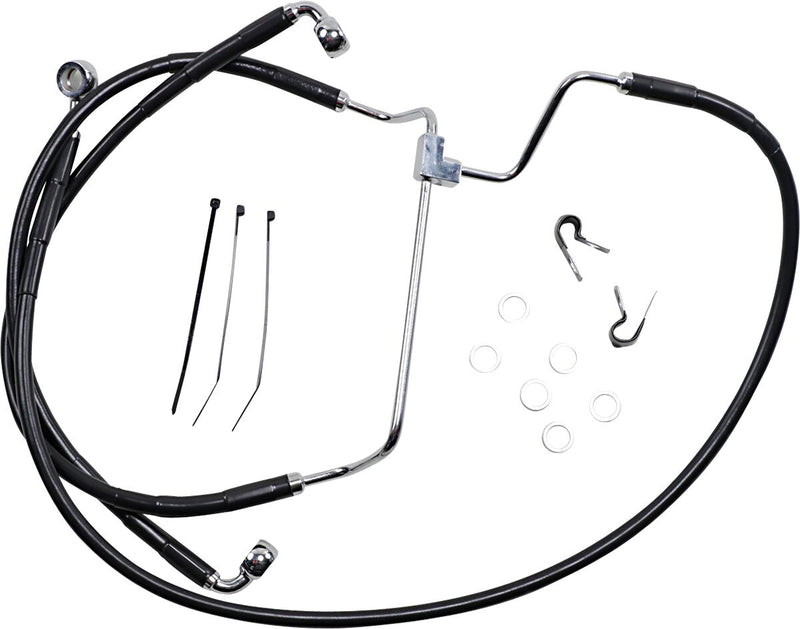 Drag Specialties Extended Length Black Vinyl Brake Line Kit #614085-4BLK