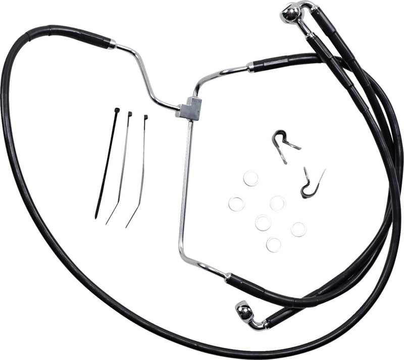Drag Specialties Extended Length Black Vinyl Brake Line Kit #614085-8BLK