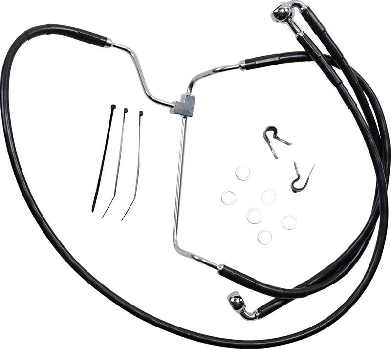 Drag Specialties Extended Length Black Vinyl Brake Line Kit #614085-8BLK