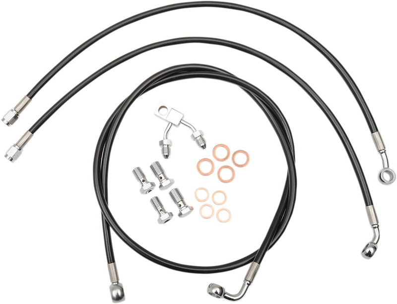 LA Choppers Black Braided Brake Line Kit 30,5 cm - 35,5 cm (12" - 14") 30.5 cm - 35.5 cm Front Ape Hanger Stainless Steel Vinyl #LA-8150B13B