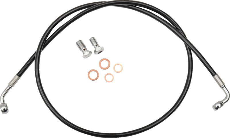 LA Choppers Black Braided Brake Line Kit 38 cm - 43 cm (15" - 17") Front Ape Hanger Stainless Steel Vinyl