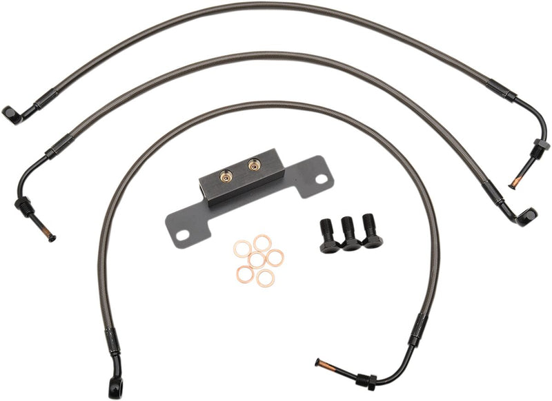 LA Choppers Midnight Braided Brake Line Kit Midnight Series Black 38 cm - 43 cm (15" - 17") Ape Hanger Stainless Steel