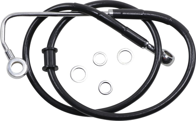 Drag Specialties Stainless Steel Brake Line Kit - Standard, Each, 91 cm (35-3/4") - Black / Vinyl Coated for Harley-Davidson Softail 2015-2017