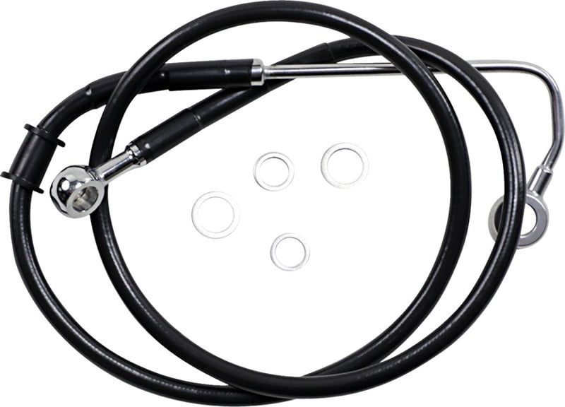 Drag Specialties Extended Length Stainless Steel Brake Line - Oversize [+10,2 cm (4")], Kit, 101 cm (39-3/4") - Black / Vinyl Coated for Harley-Davidson Softail 2015-2017
