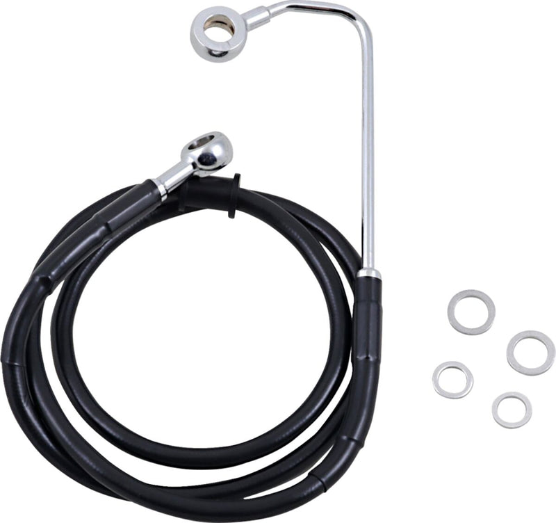 Drag Specialties Extended Length Stainless Steel Brake Line - Oversize [+15,2 cm (6")], Kit, 106 cm (41-3/4") - Black / Vinyl Coated for Harley-Davidson Softail 2015-2017