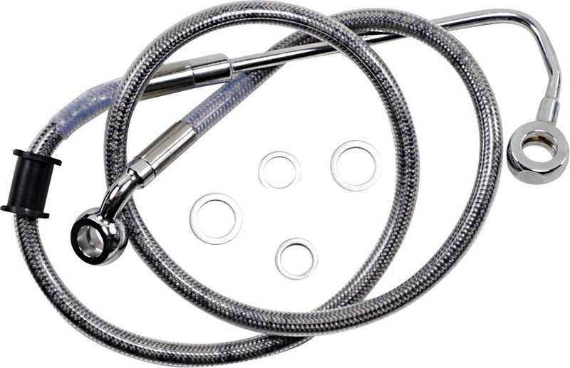 Drag Specialties Extended Length Stainless Steel Brake Line - 91,5 cm (36"), Oversize [+5,1 cm (2")], Kit - Clear-Coated / Silver for Harley-Davidson Softail 2015-2017