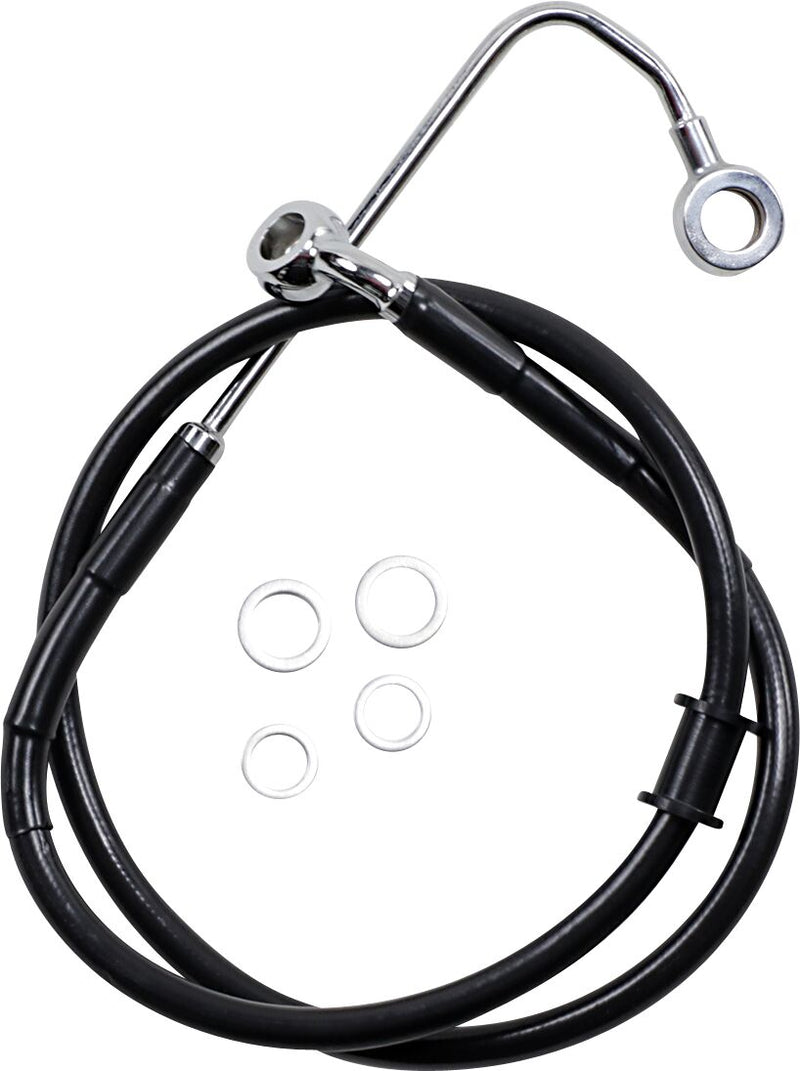 Drag Specialties Stainless Steel Brake Line Kit - Each, Standard, 86,5 cm (34") - Black / Vinyl Coated for Harley-Davidson Softail 2015-2017