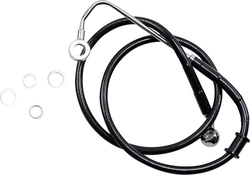 Drag Specialties Extended Length Stainless Steel Brake Line - Oversize [+10,2 cm (4")], Kit, 96,5 cm (38") - Black / Vinyl Coated for Harley-Davidson Softail 2015-2017