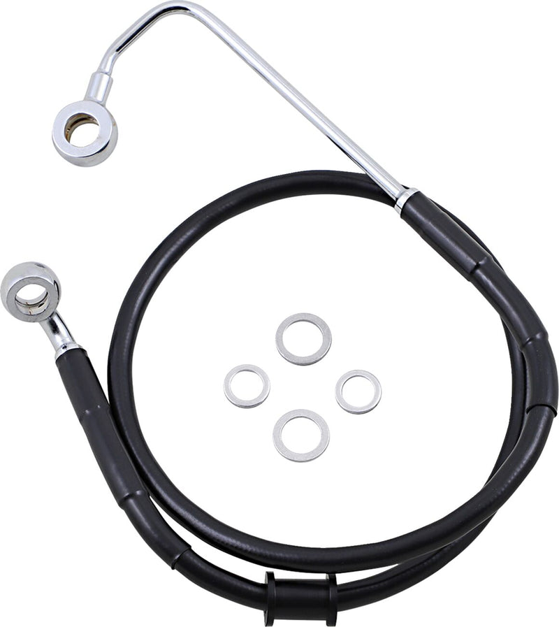 Drag Specialties Stainless Steel Brake Line Kit - Standard, Each, 78 cm (30-3/4") - Black / Vinyl Coated for Harley-Davidson Softail 2015-2017