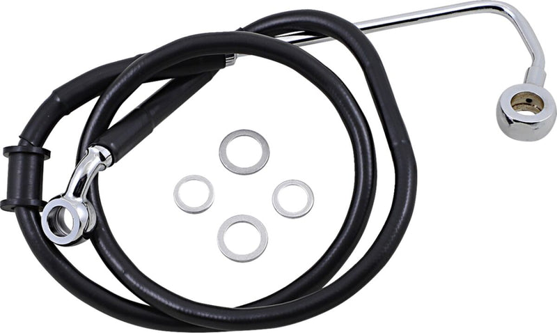 Drag Specialties Extended Length Stainless Steel Brake Line - 83 cm (32-3/4"), Kit, Oversize [+5,1 cm (2")] - Black / Vinyl Coated for Harley-Davidson Softail 2015-2017