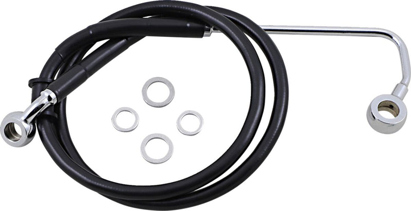 Drag Specialties Extended Length Stainless Steel Brake Line - Kit, 88,5 cm (34-3/4"), Oversize [+10,2 cm (4")] - Black / Vinyl Coated for Harley-Davidson Softail 2015-2017