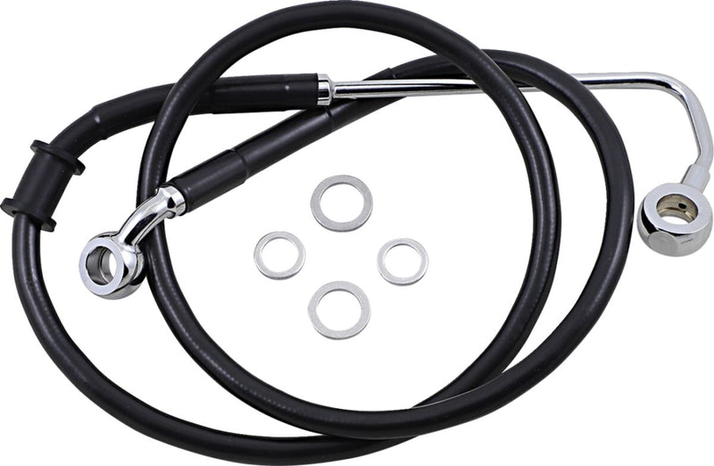 Drag Specialties Extended Length Stainless Steel Brake Line - 93,5 cm (36-3/4"), Kit, Oversize [+15,2 cm (6")] - Black / Vinyl Coated for Harley-Davidson Softail 2015-2017