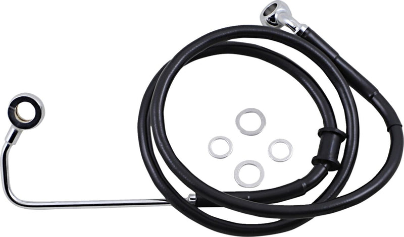 Drag Specialties Extended Length Stainless Steel Brake Line - Kit, Oversize [+20,3 cm (8")], 98,5 cm (38-3/4") - Black / Vinyl Coated for Harley-Davidson Softail 2015-2017