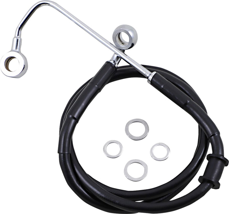 Drag Specialties Extended Length Stainless Steel Brake Line - Oversize [+25,4 cm (10")], 103,5 cm (40-3/4"), Kit - Black / Vinyl Coated for Harley-Davidson Softail 2015-2017
