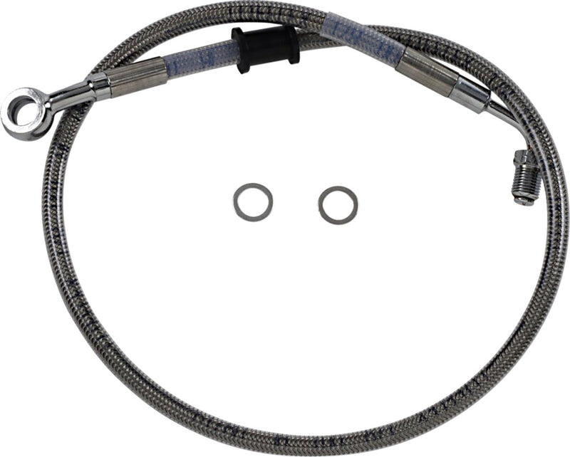 Drag Specialties Stainless Steel Brake Line Kit - Each, 68 cm (26-3/4"), Standard - Clear-Coated / Silver for Harley-Davidson Softail 2018-2024