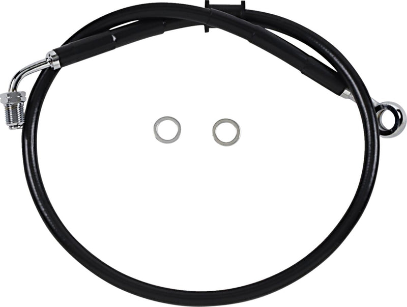 Drag Specialties Stainless Steel Brake Line Kit - 68 cm (26-3/4"), Each, Standard - Black / Vinyl Coated for Harley-Davidson Softail 2018-2024