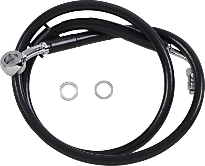 Drag Specialties Extended Length Stainless Steel Brake Line - Oversize [+15,2 cm (6")], Kit, 83 cm (32-3/4") - Black / Vinyl Coated for Harley-Davidson Softail 2018-2024