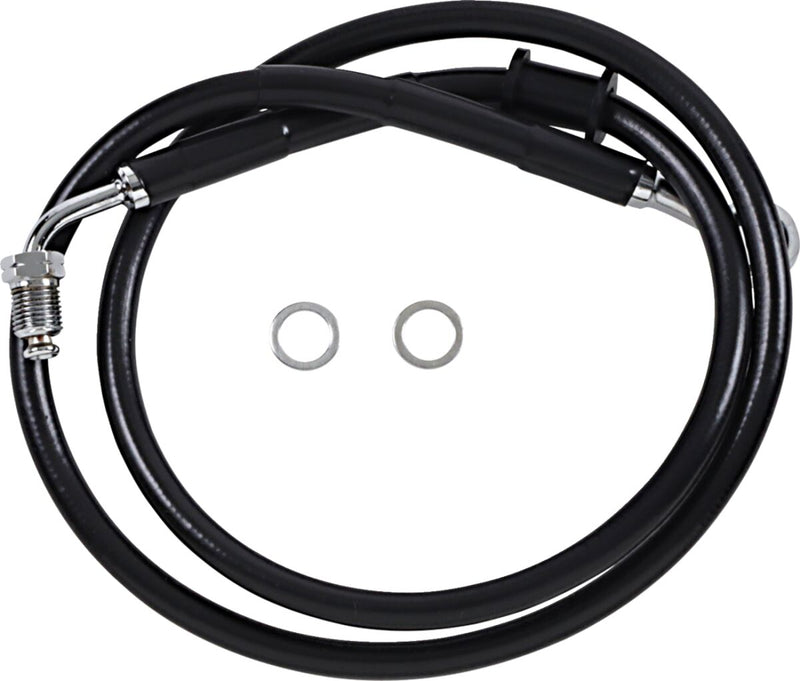 Drag Specialties Extended Length Stainless Steel Brake Line - Kit, 93,5 cm (36-3/4"), Oversize [+25,4 cm (10")] - Black / Vinyl Coated for Harley-Davidson Softail 2018-2024