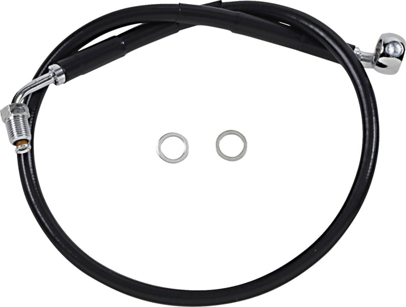 Drag Specialties Extended Length Stainless Steel Brake Line - Oversize [+5,1 cm (2")], 60 cm (23-1/2"), Kit - Black / Vinyl Coated for Harley-Davidson Softail 2018-2023
