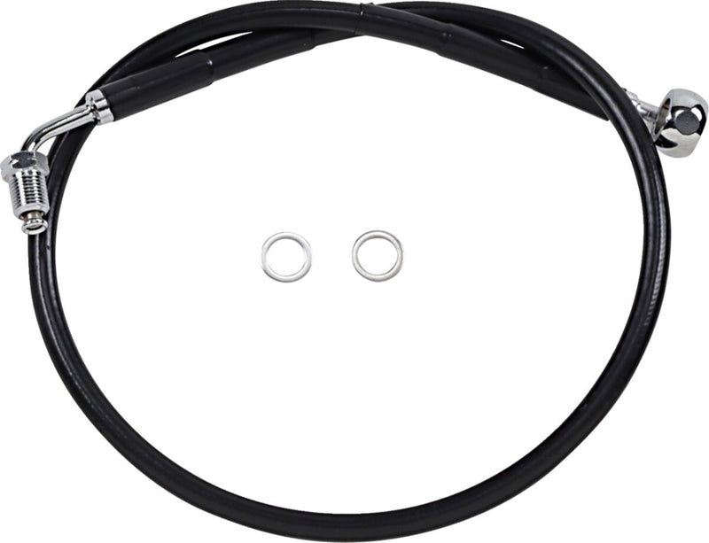 Drag Specialties Extended Length Stainless Steel Brake Line - Kit, 65 cm (25-1/2"), Oversize [+10,2 cm (4")] - Black / Vinyl Coated for Harley-Davidson Softail 2018-2023