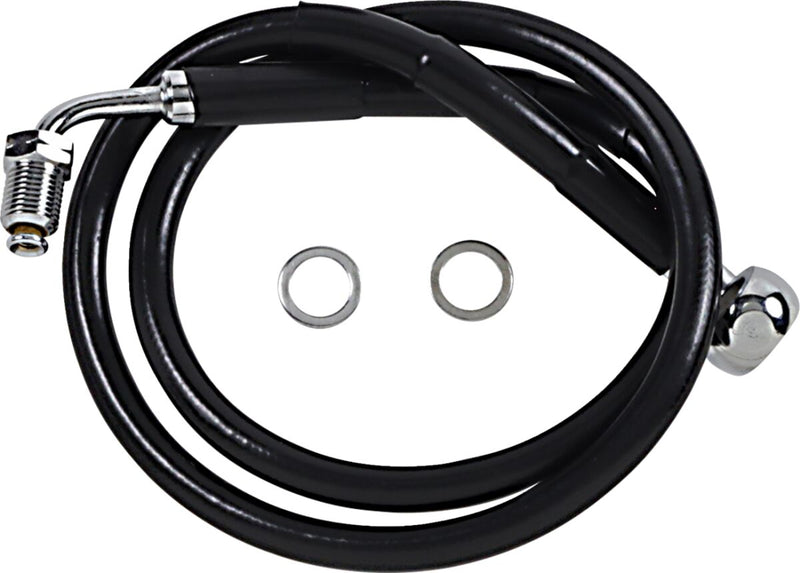 Drag Specialties Extended Length Stainless Steel Brake Line - 70 cm (27-1/2"), Oversize [+15,2 cm (6")], Kit - Black / Vinyl Coated for Harley-Davidson Softail 2018-2023