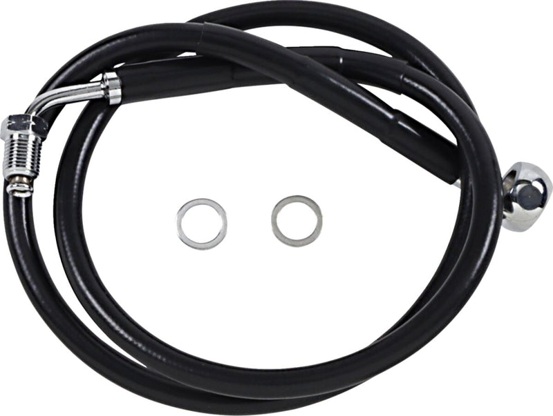 Drag Specialties Extended Length Stainless Steel Brake Line - Kit, 80 cm (31-1/2"), Oversize [+25,4 cm (10")] - Black / Vinyl Coated for Harley-Davidson Softail 2018-2023