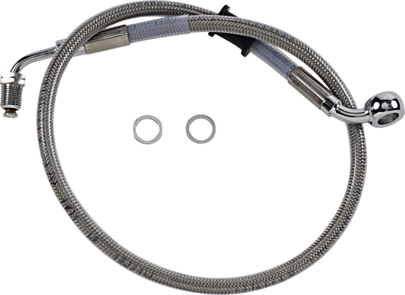 Drag Specialties Stainless Steel Brake Line Kit - 59 cm (23-1/4"), Each, Standard - Clear-Coated / Silver for Harley-Davidson Softail 2018-2024