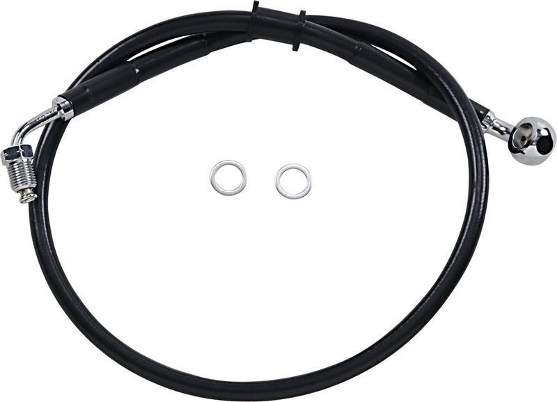 Drag Specialties Extended Length Stainless Steel Brake Line - 69 cm (27-1/4"), Kit, Oversize [+10,2 cm (4")] - Black / Vinyl Coated for Harley-Davidson Softail 2018-2024