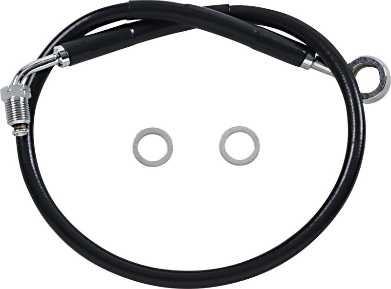 Drag Specialties Stainless Steel Brake Line Kit - 54,5 cm (21-1/2"), Standard, Each - Black / Vinyl Coated for Harley-Davidson Softail & FXR 2018-2024