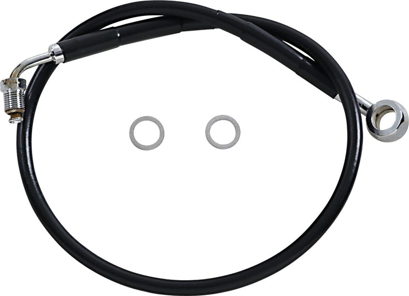 Drag Specialties Extended Length Stainless Steel Brake Line - 65 cm (25-1/2"), Oversize [+10,2 cm (4")], Kit - Black / Vinyl Coated for Harley-Davidson Softail & FXR 2018-2024
