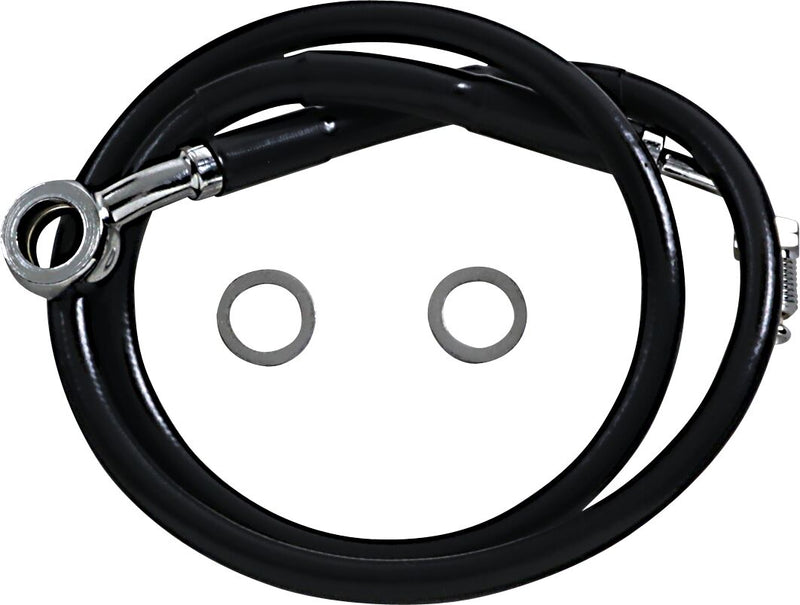 Drag Specialties Extended Length Stainless Steel Brake Line - Oversize [+20,3 cm (8")], Kit, 75 cm (29-1/2") - Black / Vinyl Coated for Harley-Davidson Softail & FXR 2018-2024