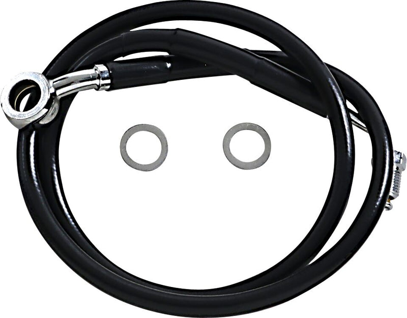 Drag Specialties Extended Length Stainless Steel Brake Line - Oversize [+25,4 cm (10")], Kit, 80 cm (31-1/2") - Black / Vinyl Coated for Harley-Davidson Softail & FXR 2018-2024