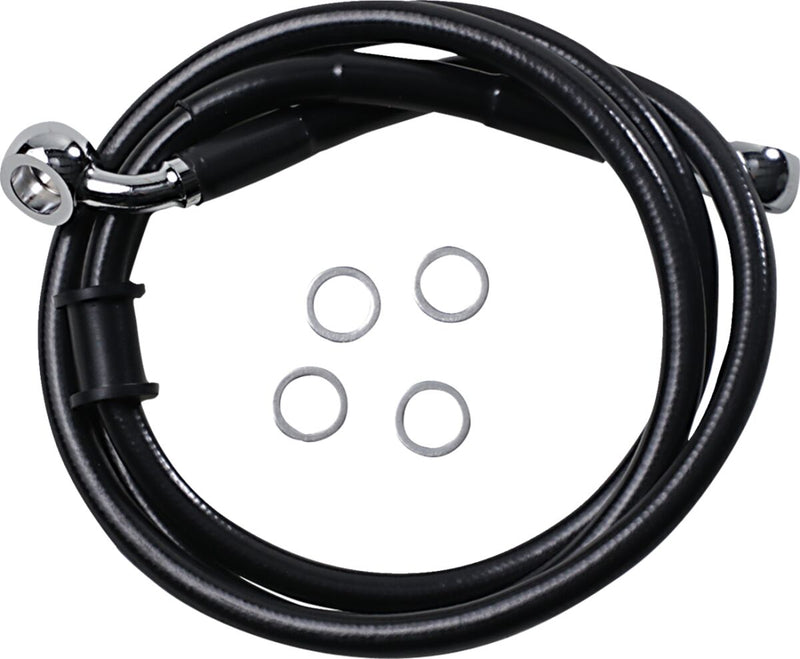 Drag Specialties Stainless Steel Brake Line Kit - Standard, 115 cm (45-1/4"), Each - Black / Vinyl Coated for Harley-Davidson Sportster 2018-2021