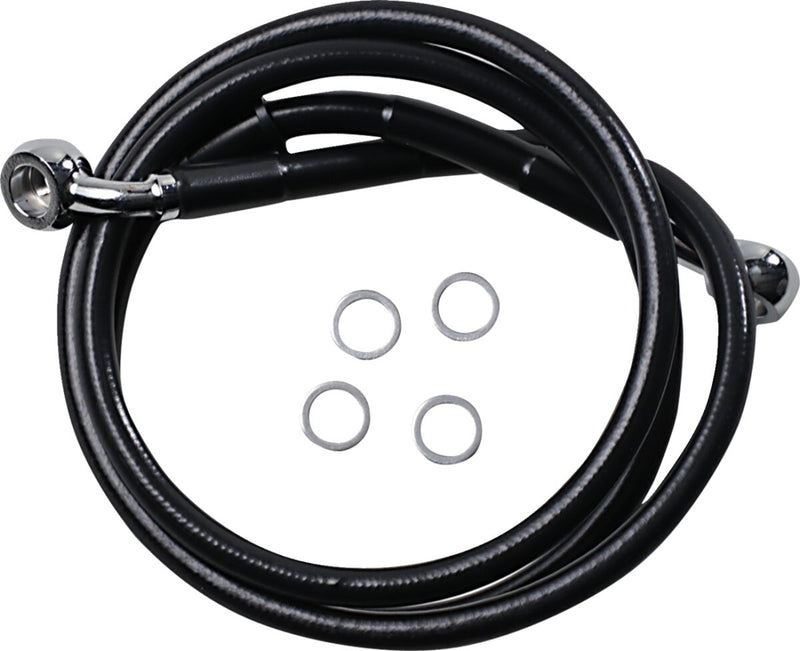 Drag Specialties Extended Length Stainless Steel Brake Line - 120 cm (47-1/4"), Oversize [+5,1 cm (2")], Kit - Black / Vinyl Coated for Harley-Davidson Sportster 2018-2021