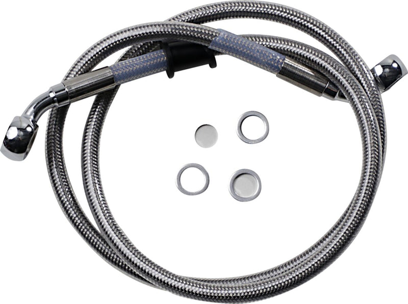 Drag Specialties Stainless Steel Brake Line Kit - Standard, Each, 89,5 cm (35-1/4") - Clear-Coated / Silver for Harley-Davidson Softail 2018-2021