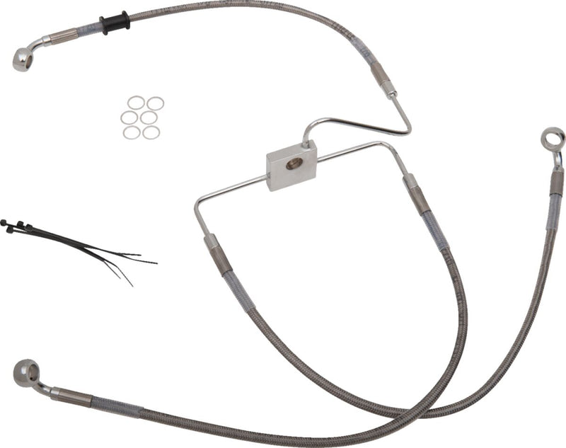 Drag Specialties Stainless Steel Brake Line Kit - 73,5 cm (29"), Each, Standard - Clear-Coated / Silver for Harley-Davidson Sportster 2017-2020