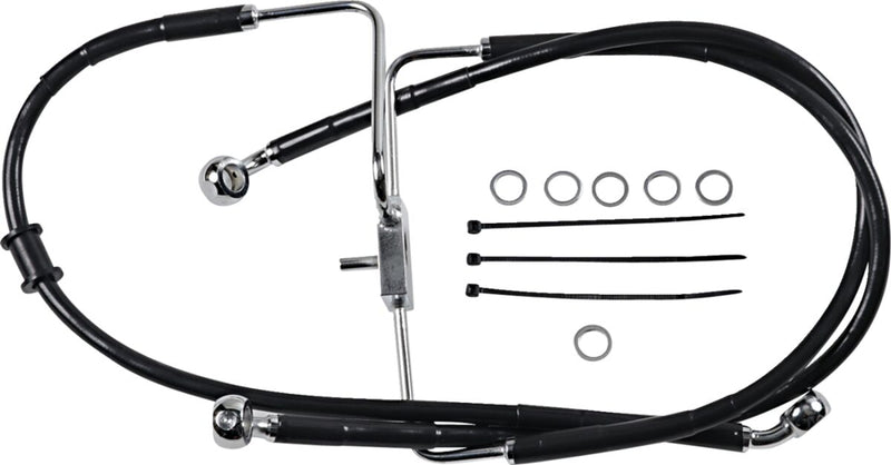 Drag Specialties Extended Length Stainless Steel Brake Line - Oversize [+10,2 cm (4")], 84 cm (33"), Kit - Black / Vinyl Coated for Harley-Davidson Sportster 2017-2020