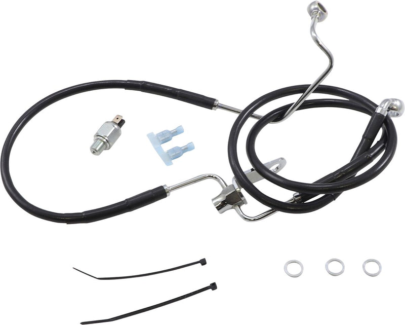 Drag Specialties Extended Length Black Vinyl Brake Line Kit - 43 cm (17") /  80,5 cm (31-3/4"), Stainless Steel, Oversize [+7,6 cm (3")] - Black / Vinyl Coated