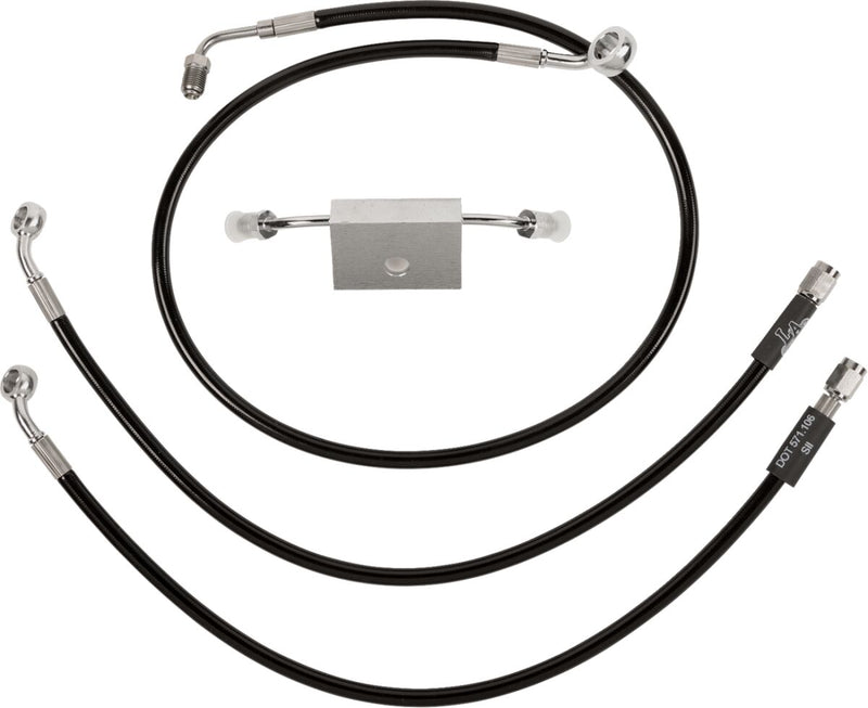 LA Choppers Black Braided Brake Line Kit 38 cm - 43 cm (15" - 17") Front Ape Hanger Stainless Steel Vinyl #LA-8154B16B