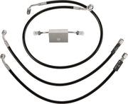 LA Choppers Black Braided Brake Line Kit 38 cm - 43 cm (15" - 17") Front Ape Hanger Stainless Steel Vinyl