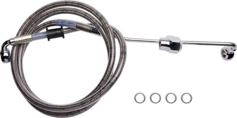 Drag Specialties Rear Brake Line - Stainless Steel, Each - Polished / Silver for Harley-Davidson Touring 2014-2019