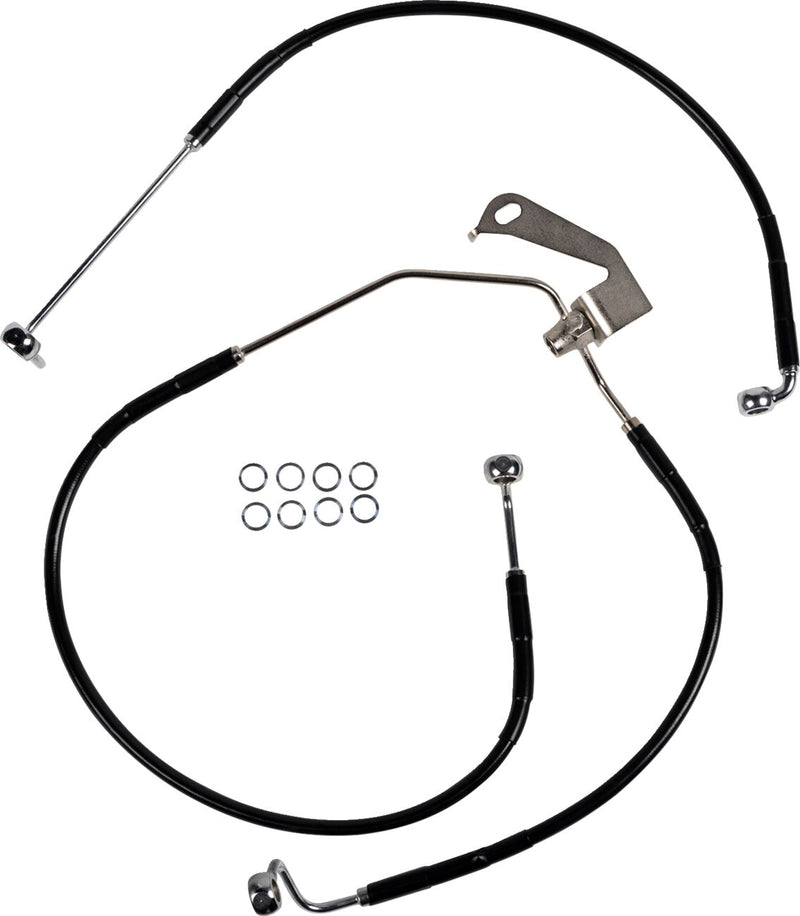 Drag Specialties Rear Brake Line - Stainless Steel, Each - Black for Harley-Davidson Touring 2009-2013