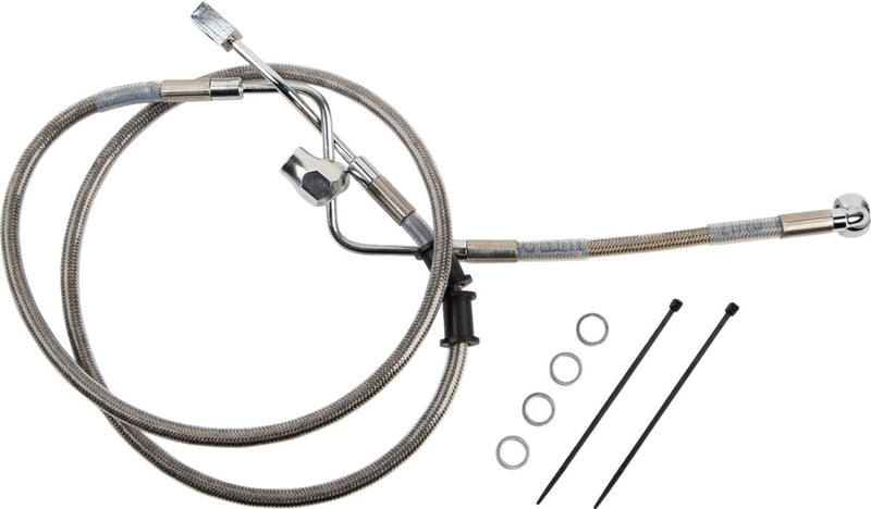 Drag Specialties Rear Brake Line - Stainless Steel, Each - Polished / Silver for Harley-Davidson Softail 2018-2024