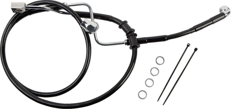 Drag Specialties Rear Brake Line - Each, Stainless Steel - Black for Harley-Davidson Softail 2018-2024