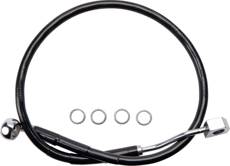 Drag Specialties Rear Brake Line - Each, Stainless Steel - Black for Harley-Davidson Softail 2018-2024