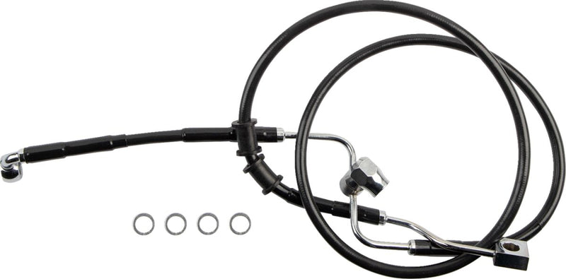 Drag Specialties Rear Brake Line - Stainless Steel, Each - Black for Harley-Davidson Softail & FXR 2018-2024