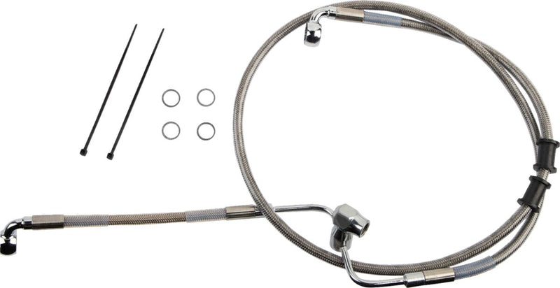 Drag Specialties Rear Brake Line - Each, Stainless Steel - Polished / Silver for Harley-Davidson Softail 2021