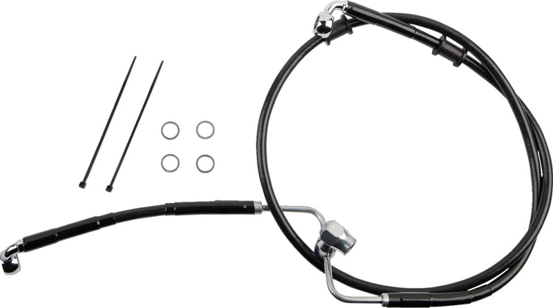 Drag Specialties Rear Brake Line - Stainless Steel, Each - Black for Harley-Davidson Softail 2021