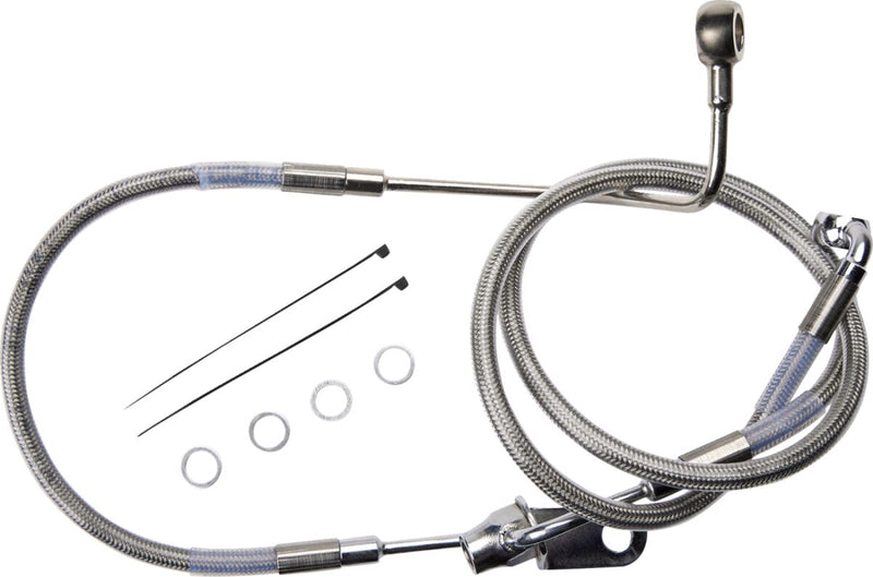 Drag Specialties Rear Brake Line - Stainless Steel, Each - Polished / Silver for Harley-Davidson Softail 2011-2017